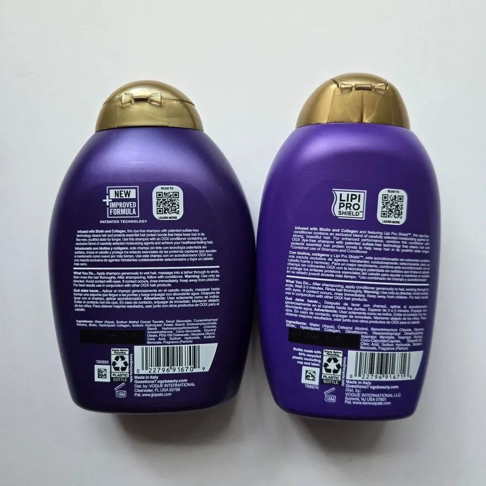 OGX Thick Full Shampoo & Conditioner Biotin Collagen 13 Oz Volume Hair Care